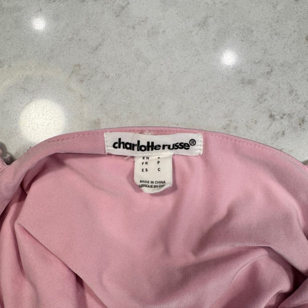 Charlotte Russe Pink Rhinestone Spaghetti Strap Cami Tank Top Y2K Coquette S - Picture 4 of 16